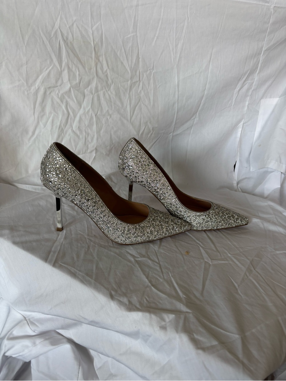 Steve Madden Silver Crystal Pointed-Toe Stiletto Pumps
